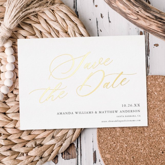 Invitation En Aluminium Calligraphie gracieuse Non Photo Enregistrer La Da (Créateur téléchargé)