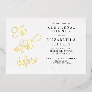 Invitation En Aluminium Calligraphie La Nuit Avant Le Dîner De La Répétiti