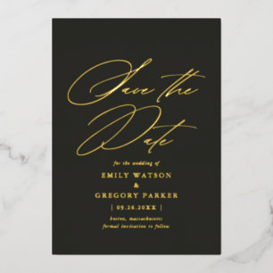 Invitation En Aluminium Calligraphie Minimale Moderne Mariage Enregistrer 