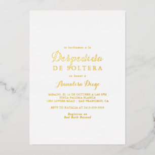 Invitation En Aluminium Calligraphie moderne Despedida de Soltera Gold