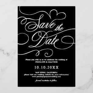 Invitation En Aluminium Calligraphie moderne intemporelle Argent Enregistr