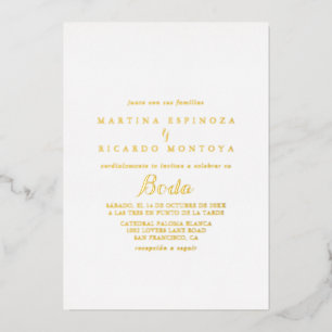 Invitation En Aluminium Calligraphie moderne Mariage espagnol  Or