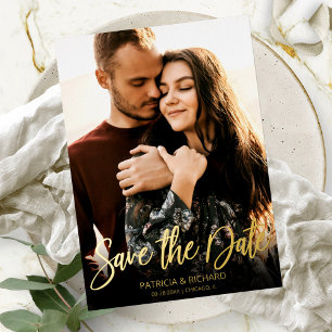 Invitation En Aluminium Calligraphie Photo Mariage Enregistrer La Date