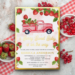 Invitation En Aluminium Camion de fraise mignonne Berry Baby shower doux O