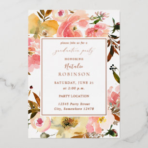 Invitation En Aluminium Candy Pink & Jaune Floral Graduation Party