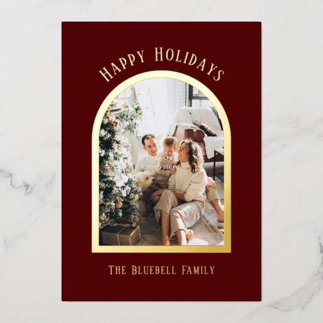 Invitation En Aluminium Card With Foil - Personalised Photo Happy Holidays (Recto)