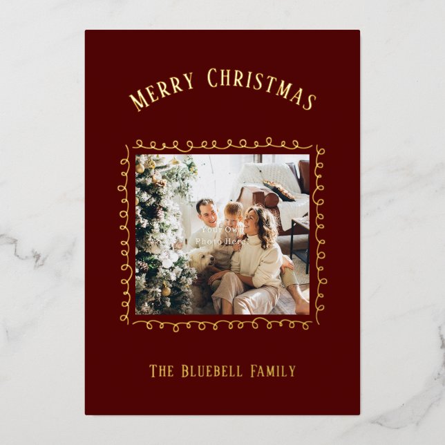 Invitation En Aluminium Card With Foil- Personalised Photo Merry Christmas (Recto)