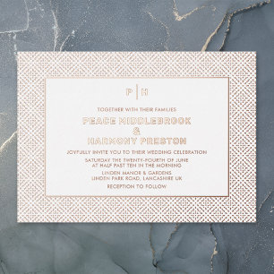 Invitation En Aluminium Carnaby Confetti Rose Gold Mariage Blanc