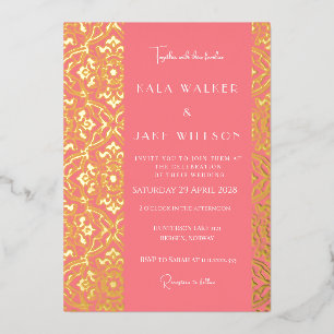 Invitation En Aluminium Carreau Italien Rose Blush (Rétro-Pointillé) 