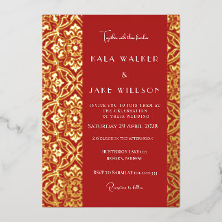 Invitation En Aluminium Carreau Italien Rouge Cramoisi (Rétro-ponctué) 