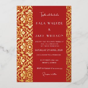 Invitation En Aluminium Carreau Italien Rouge Cramoisi (Rétro-ponctué) 
