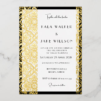 Invitation En Aluminium Carrelage italien Motif rétropointé noir