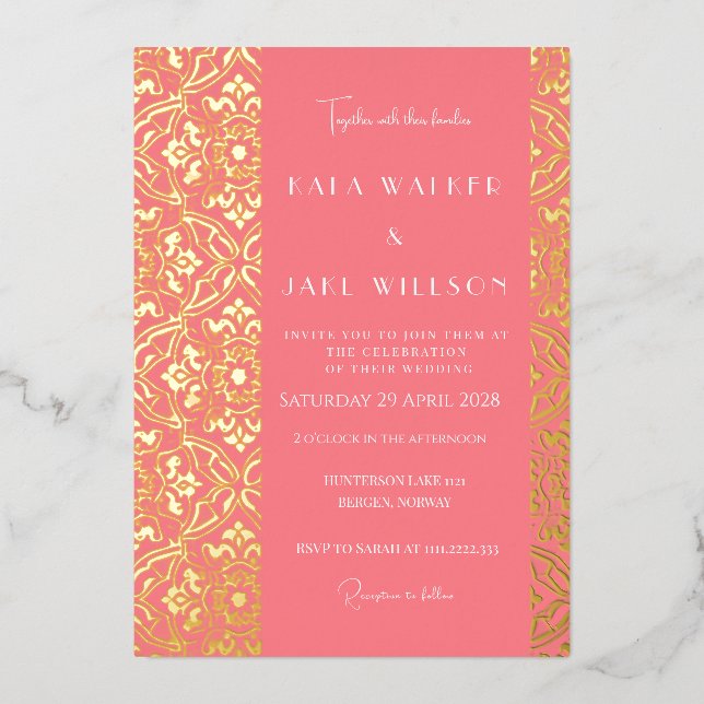 Invitation En Aluminium Carrelage italien rose (Retro-Dotted) (Recto)