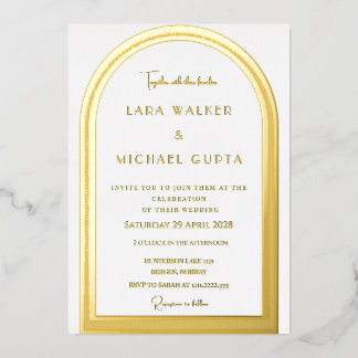 Invitation En Aluminium Carton de mariage à l'arc classique avec feuille d