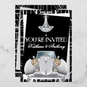 Invitation En Aluminium Carton d'invitation classique Gatsby Deco argent m