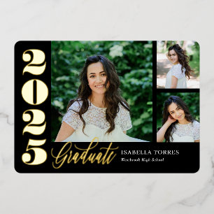 Invitation En Aluminium Carton d'invitation de fin d'études à feuilles mét