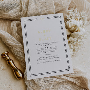 Invitation En Aluminium Carton d'invitation de mariage à la feuille d'or m