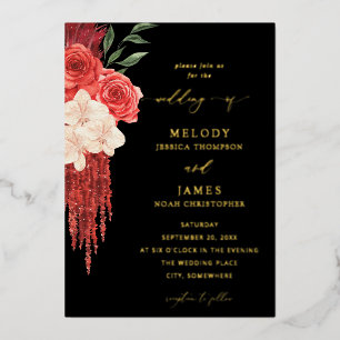 Invitation En Aluminium Carton d'invitation de mariage à motif floral roug