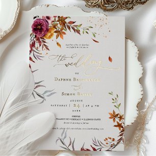 Invitation En Aluminium Carton d'invitation de mariage automnal couleur or