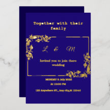 Carton d'invitation de mariage bleu marine