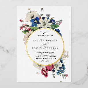 Invitation En Aluminium Carton d'invitation de mariage carré floral dramat