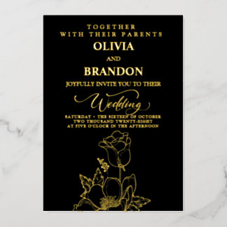 Invitation En Aluminium Carton d'invitation de mariage élégant à motif flo