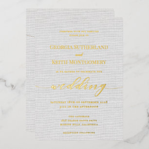 Invitation En Aluminium Carton d'invitation de mariage en lin gris classiq