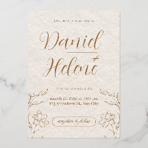 Carton d'invitation de mariage floral beige élégan