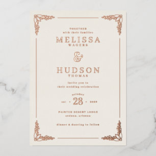 Invitation En Aluminium Carton d'invitation de mariage floral crème élégan