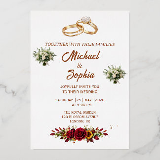Invitation En Aluminium Carton d'invitation de mariage floral élégant avec