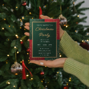 Invitation En Aluminium Carton d'invitation de Noël élégant émeraude et or