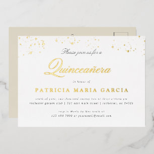 Invitation En Aluminium Carton d'invitation en feuille d'or pour Quinceane