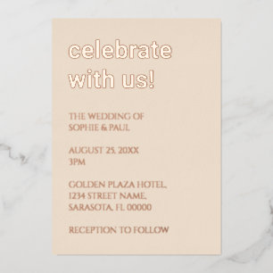 Invitation En Aluminium Carton d'invitation Mariage Rose Gold Beige Paille