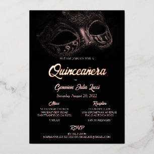 Invitation En Aluminium Carton d'invitation pour bal masqué de Quinceanera