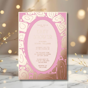 Invitation En Aluminium Cartons d'invitation Baby Shower Foil Funky Rose G