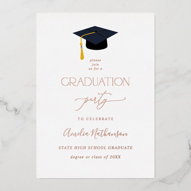Invitation En Aluminium Casquette de diplôme de fin d'études complète (Recto)
