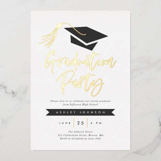 Invitation En Aluminium Casquette et Tassel Graduation Party (Recto)