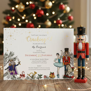 Invitation En Aluminium Casse-Noisette Fête de Noël Ballet Blanc Festif