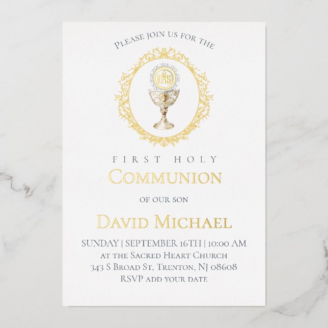 Invitation En Aluminium catholic first communion Eucharist (Recto)