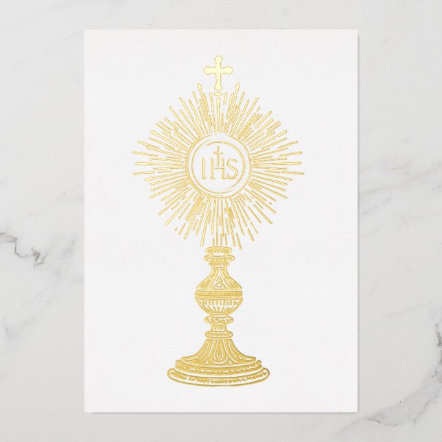 Invitation En Aluminium catholic small 5" x 7" Eucharist monstrance  (Recto)