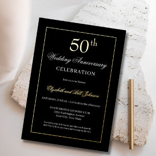 Invitation En Aluminium Célébration chic de 50 ans de mariage avec feuille