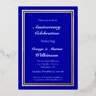 Invitation En Aluminium Célébration de l'anniversaire du mariage 50e bleu
