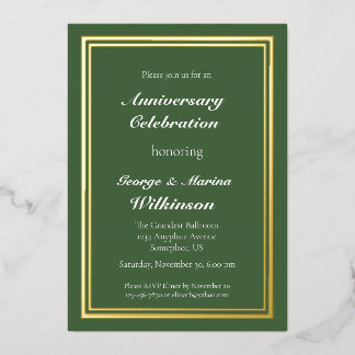 Invitation En Aluminium Célébration de l'anniversaire du mariage 50e vert