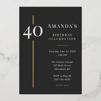 Invitation En Aluminium Célébration du 40e anniversaire Black Gold