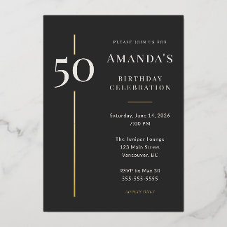 Invitation En Aluminium Célébration du 50e anniversaire Black Gold