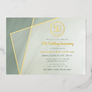 Invitation En Aluminium Célébration du 50e anniversaire jade grisé avec or