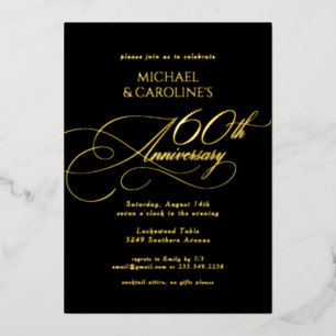 Invitation En Aluminium Célébration élégante de script pour les 60 ans de 