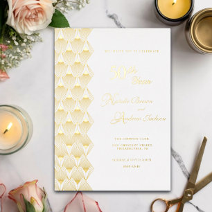 Invitation En Aluminium Célébration élégante d'or de 50 ans de mariage