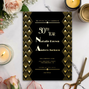 Invitation En Aluminium Célébration Rétro Moderne d'Anniversaire de 50 ans