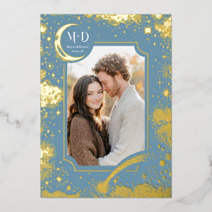 Invitation En Aluminium Céleste Romantique Starry Night Mariage Photo